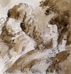 Landskab med grotte og ruin