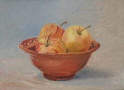 Tre æbler i en skål